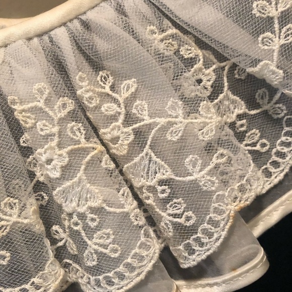 Vintage VTG Girls Bambina Silk Velvet Midnight Blue Dress SS Lace Yolk 6X Flaw - Picture 5 of 8